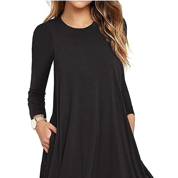 Women’s Long Sleeve Pocket Casual Swing Dress Sz M - Picture 3 of 7